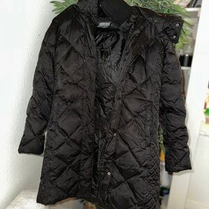 Kenneth Cole Reaction Long Black Quilted Puffer Coat